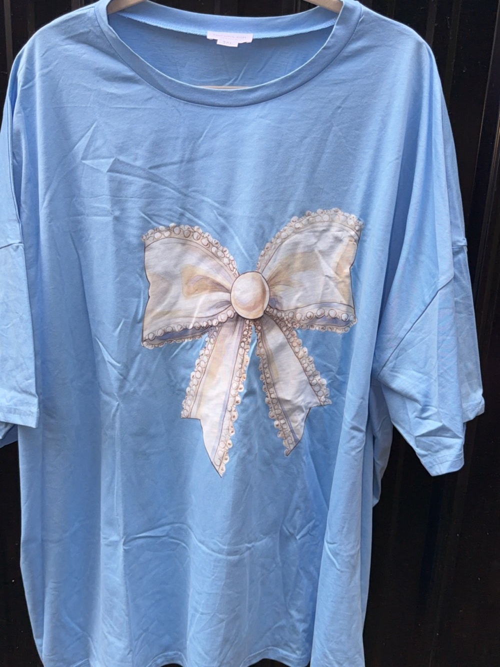 Kids Light Blue Tee with Decorative Bow - Unbranded